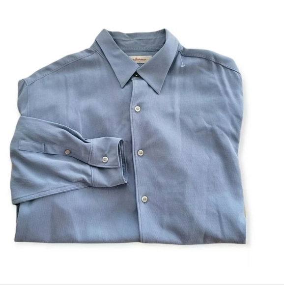 Tommy Bahama Blue Button Up RN 86549 Size L 100% Silk - Picture 1 of 4